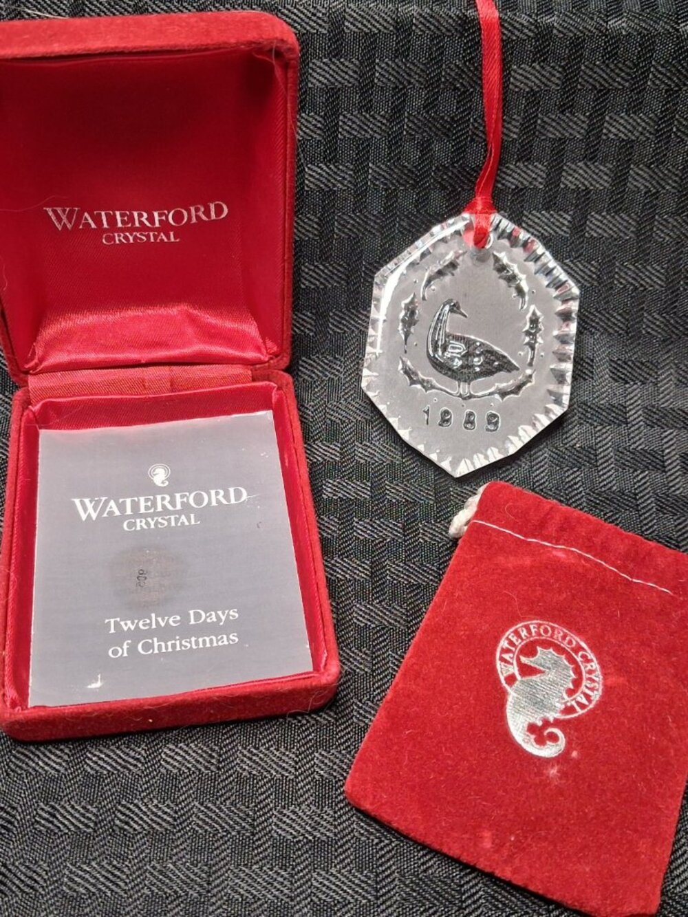 Waterford Crystal 12 Days of Christmas Ornament 1989 "6 Geese a Laying"